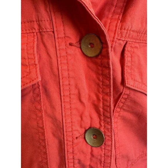 CAbi 727 Taylor Ruffle Back Jacket In Lobster Medium Pockets - Picture 5 of 13